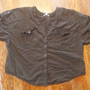 ILoveH81 Button up Striped Tee